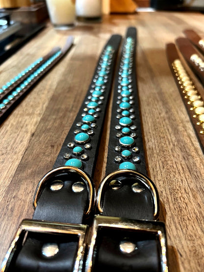 RN Design Dog Collar / HB Combo Black Turquoise Clear Nickel - Dog.Dog.Cat.