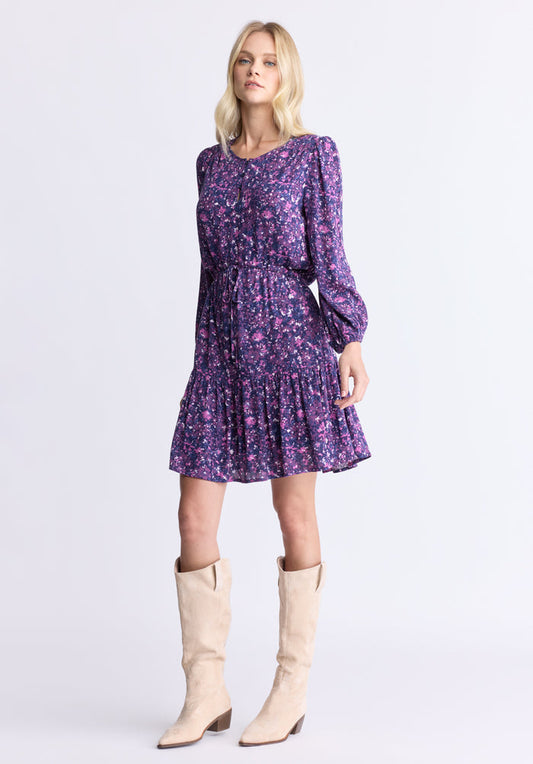 Buffalo Dresses Purple Woven Casual Dresses Keyhole Neckline Long-Sleeve