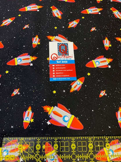 Rockets in Spaaace fabric from Animals in Spaaace Collection 60 inches WIDE!