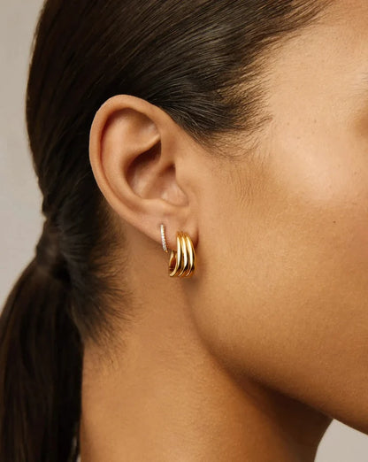Savi Triple Ridge Hoop Earrings | 18k Gold Vermeil Earrings Missoma