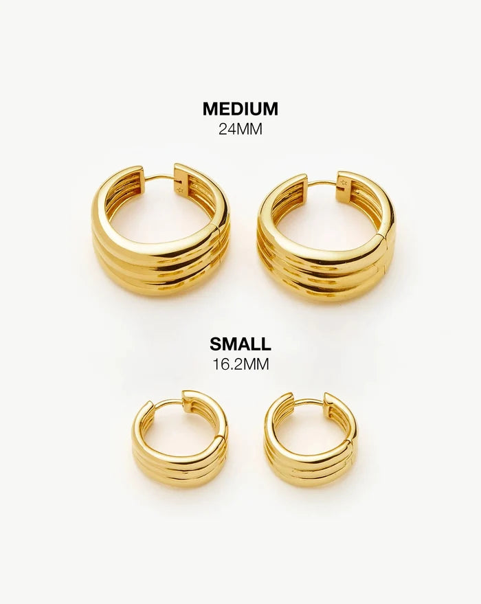 Savi Triple Ridge Hoop Earrings | 18k Gold Vermeil Earrings Missoma
