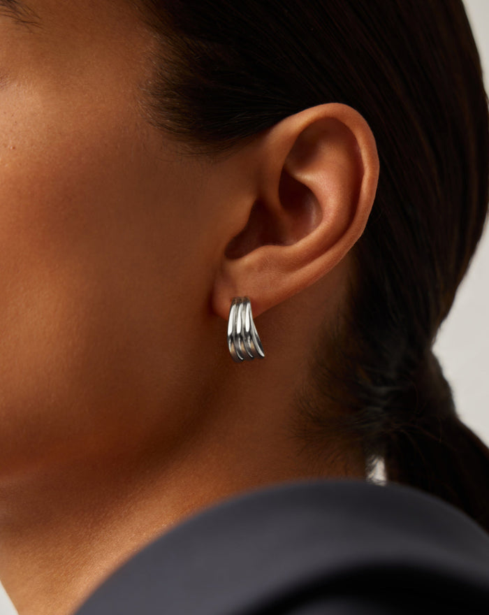 Savi Triple Ridge Hoop Earrings | Sterling Silver Earrings Missoma