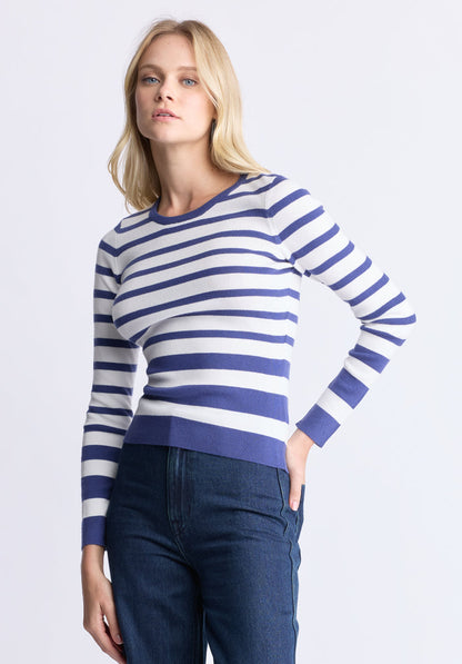 Buffalo Women Sweaters Navy Knit Sweaters Soft Knit Fabric Crew