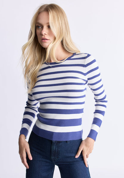 Buffalo Women Sweaters Navy Knit Sweaters Soft Knit Fabric Crew