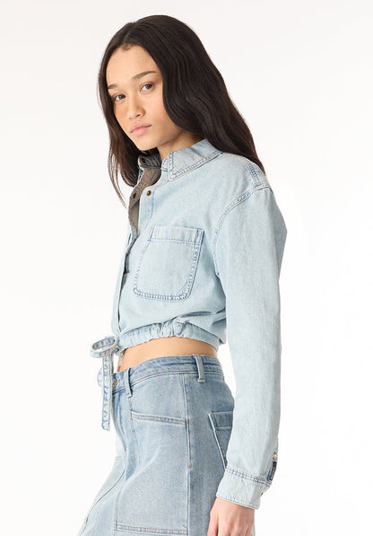 Buffalo Women Shirts Navy Woven Woven Long Sleeve Rigid High-Rise Classic Collar