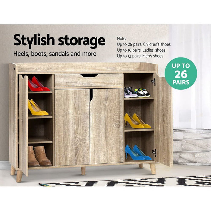 Shoe Cabinet Shoes Storage Rack 120cm Organizer Drawer Cupboard Wood -Home Living Store - -