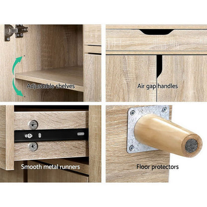 Shoe Cabinet Shoes Storage Rack 120cm Organizer Drawer Cupboard Wood -Home Living Store - -