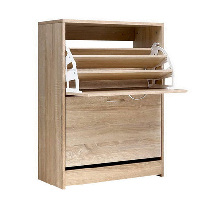 Shoe Cabinet Shoes Storage Rack 24 Pairs Organizer Shelf Cupboard Oak -Home Living Store - -