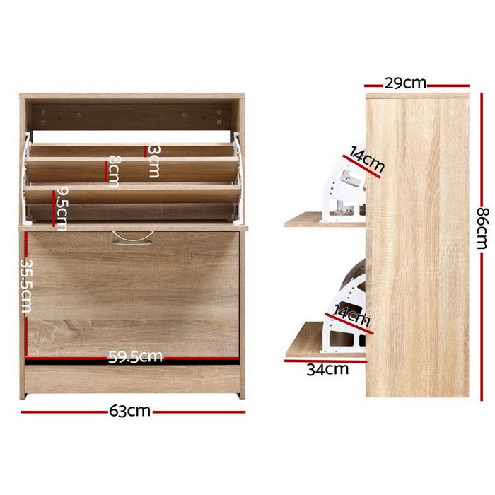 Shoe Cabinet Shoes Storage Rack 24 Pairs Organizer Shelf Cupboard Oak -Home Living Store - -