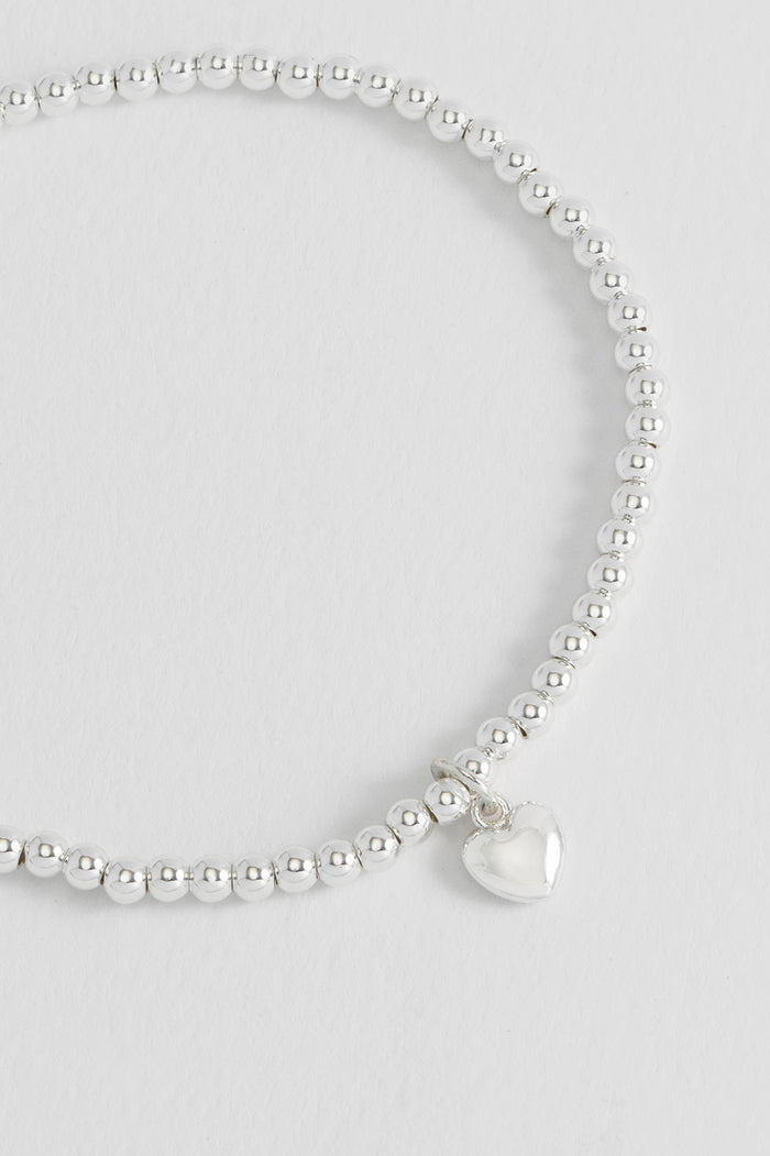 Sienna Beaded Puffy Heart Charm Bracelet