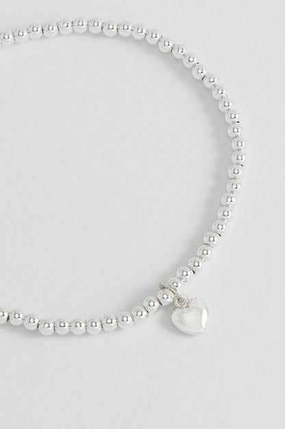 Sienna Beaded Puffy Heart Charm Bracelet