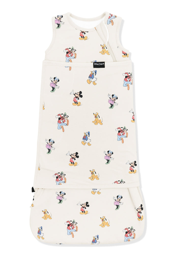 Sleep Bag Swaddler with Mickey Mouse and Friends print on an oat background
