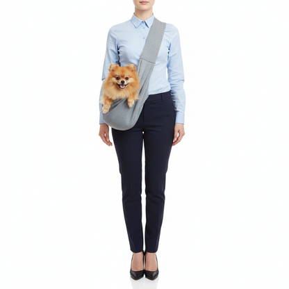 Woman in Business Casual with Pet Sling - Front View