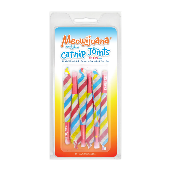 SmarterPaw | Meowijuana & Doggijuana - Meowijuana® Birthjays™ Party Size Catnip Rollies - Dog.Dog.Cat.