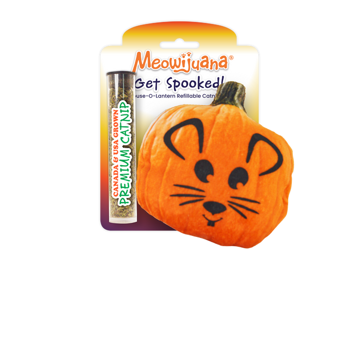 SmarterPaw | Meowijuana & Doggijuana - Meowijuana® Get Spooked Pumpkin Refillable Catnip Cat Toy - Dog.Dog.Cat.
