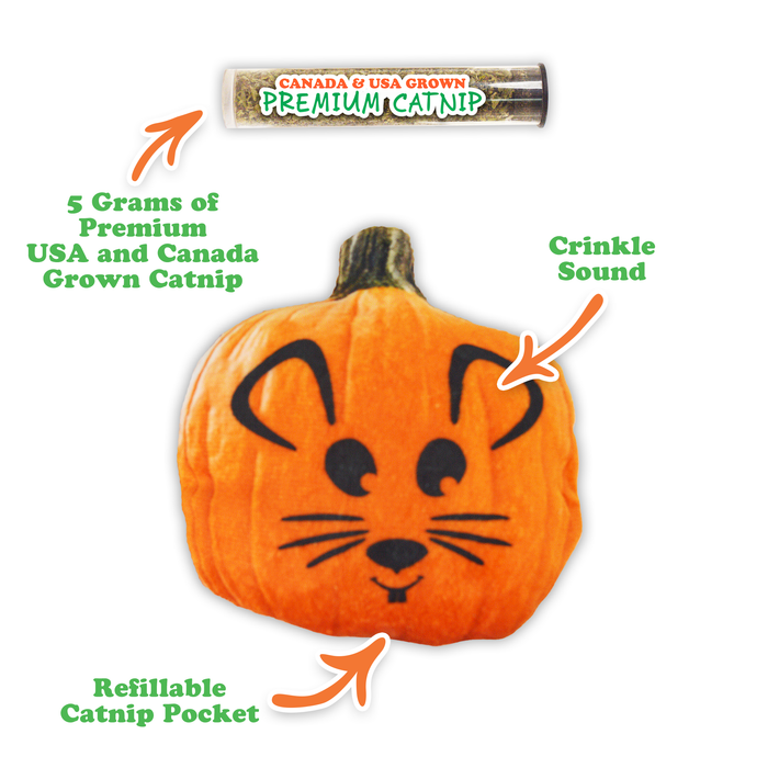 SmarterPaw | Meowijuana & Doggijuana - Meowijuana® Get Spooked Pumpkin Refillable Catnip Cat Toy - Dog.Dog.Cat.