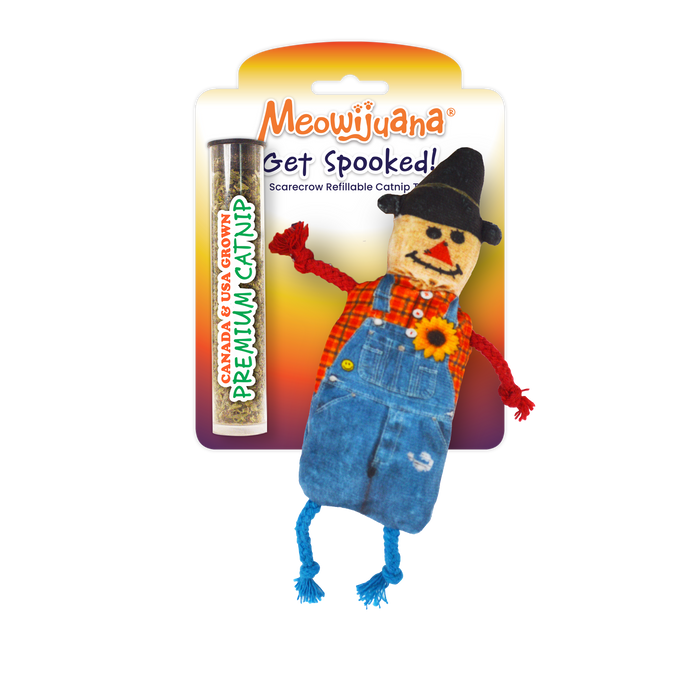 SmarterPaw | Meowijuana & Doggijuana - Meowijuana® Get Spooked Scarecrow Refillable Catnip Cat Toy - Dog.Dog.Cat.