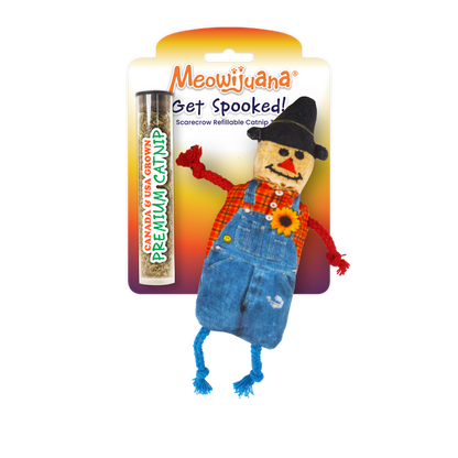 SmarterPaw | Meowijuana & Doggijuana - Meowijuana® Get Spooked Scarecrow Refillable Catnip Cat Toy - Dog.Dog.Cat.