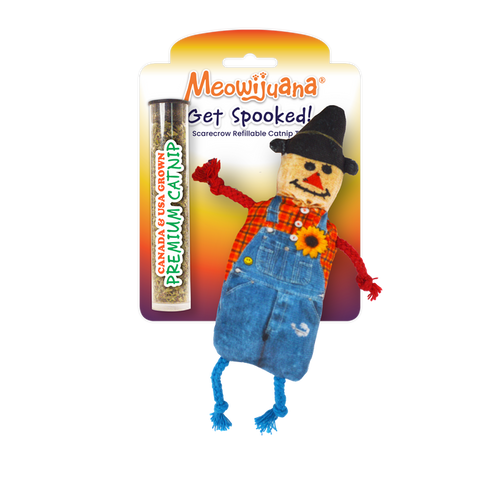 SmarterPaw | Meowijuana & Doggijuana - Meowijuana® Get Spooked Scarecrow Refillable Catnip Cat Toy - Dog.Dog.Cat.