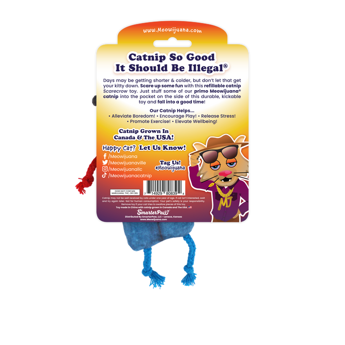 SmarterPaw | Meowijuana & Doggijuana - Meowijuana® Get Spooked Scarecrow Refillable Catnip Cat Toy - Dog.Dog.Cat.