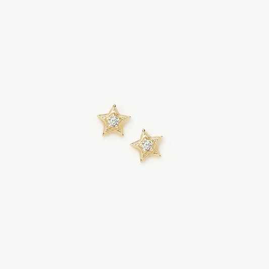 Fine Diamond Star Stud Earrings | 14k Yellow Gold Earrings Missoma