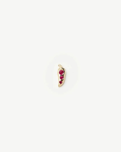 Fine Ruby Chilli Single Stud Earring | 14k Solid Gold/Ruby Earrings Missoma