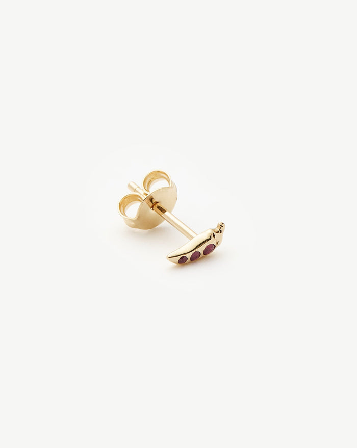 Fine Ruby Chilli Single Stud Earring | 14k Solid Gold/Ruby Earrings Missoma