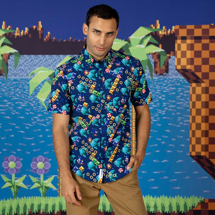 RSVLTS Sonic Short Sleeve Shirt Sonic the Hedgehog "Spinning Maze Mayhem" – KUNUFLEX Short Sleeve Shirt Sonic the Hedgehog "Spinning Maze Mayhem" – KUNUFLEX Short Sleeve Shirt