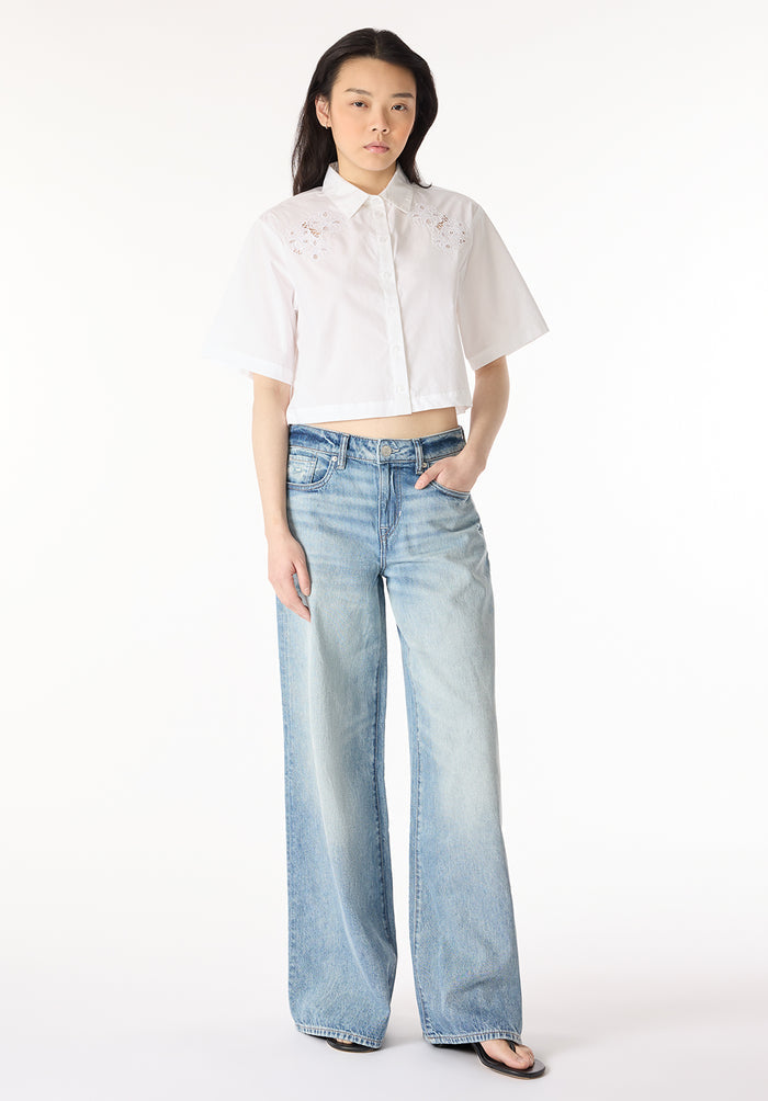 Buffalo Women Shirts White Woven Woven Short Sleeve Classic Collar Short Sleeve