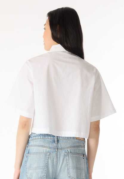 Buffalo Women Shirts White Woven Woven Short Sleeve Classic Collar Short Sleeve