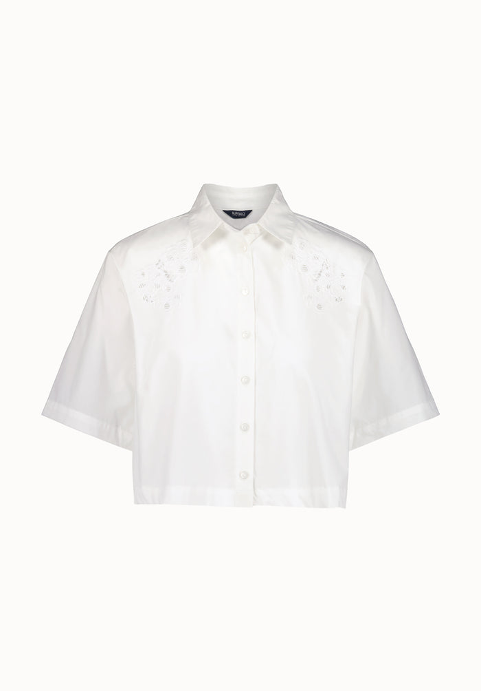 Buffalo Women Shirts White Woven Woven Short Sleeve Classic Collar Short Sleeve