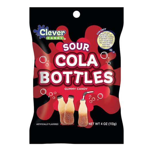 Sour Cola Bottle Gummy Candy Peg Bag - 12 Count