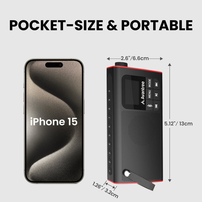 SP850 Portable Radio with Bluetooth Speaker, pocket-size portable design for music, radio, and travel.