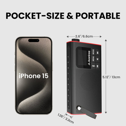 SP850 Portable Radio with Bluetooth Speaker, pocket-size portable design for music, radio, and travel.