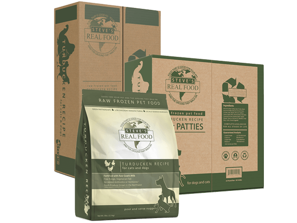 Steve's Real Food Frozen Raw Dog & Cat Food - Premium Turkey & Whitefish - Dog.Dog.Cat.