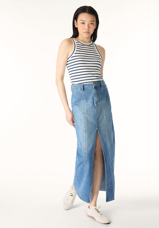 Buffalo Skirts Navy Denim Skirts Rigid High-Waist Fit Maxi Skirt