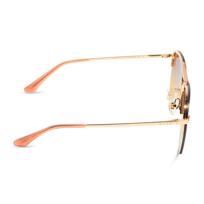 diff eyewear featuring the tahoe aviator sunglasses with a gold frame and inca gradient lenses side view