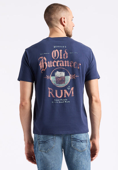 Buffalo Men T-Shirts Navy Knit Tees Short Sleeve Regular-Fit Crew Neck