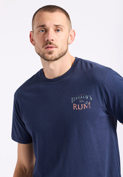 Buffalo Men T-Shirts Navy Knit Tees Short Sleeve Regular-Fit Crew Neck