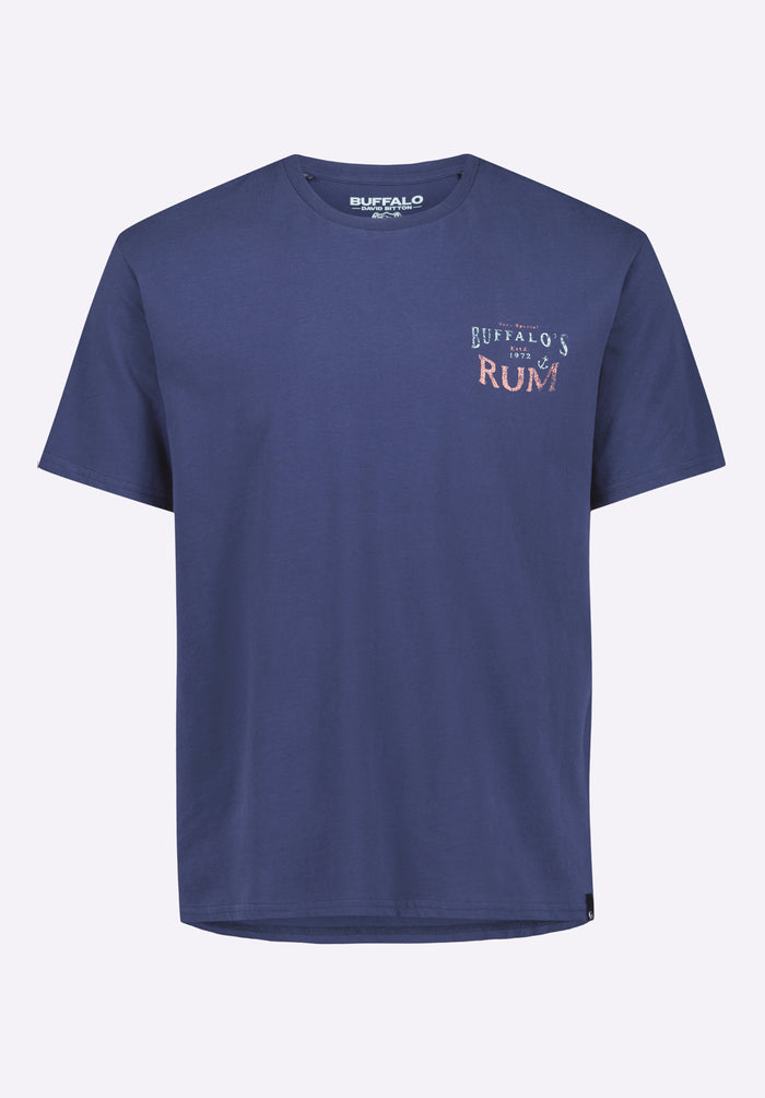 Buffalo Men T-Shirts Navy Knit Tees Short Sleeve Regular-Fit Crew Neck