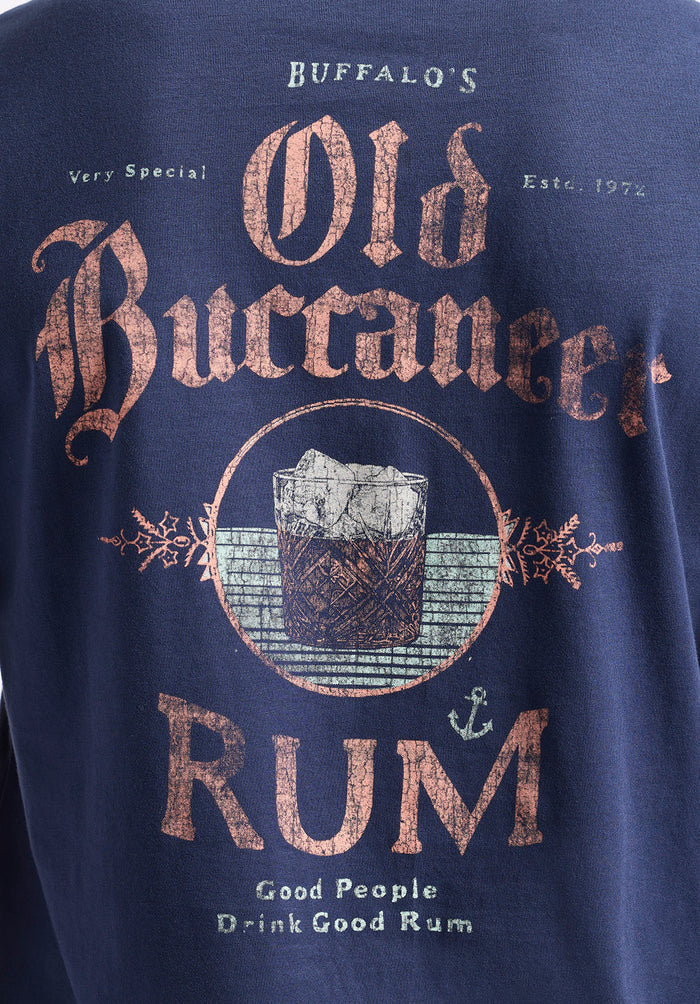 Buffalo Men T-Shirts Navy Knit Tees Short Sleeve Regular-Fit Crew Neck