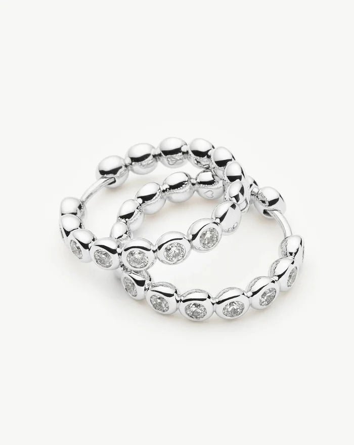Tennis Classic Hoop Earrings | Silver Plated/Cubic Zirconia Earrings Missoma