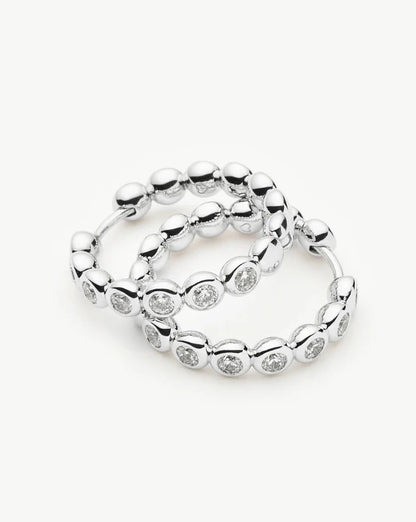 Tennis Classic Hoop Earrings | Silver Plated/Cubic Zirconia Earrings Missoma