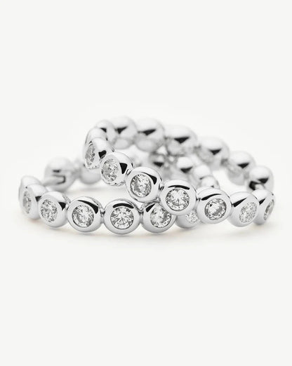 Tennis Classic Hoop Earrings | Silver Plated/Cubic Zirconia Earrings Missoma