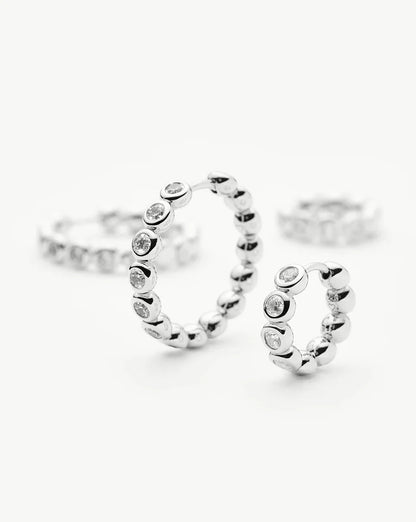Tennis Classic Hoop Earrings | Silver Plated/Cubic Zirconia Earrings Missoma