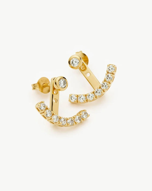 Tennis Ear Jacket Stud Earrings | 18k Gold Vermeil/Cubic Zirconia Earrings Missoma