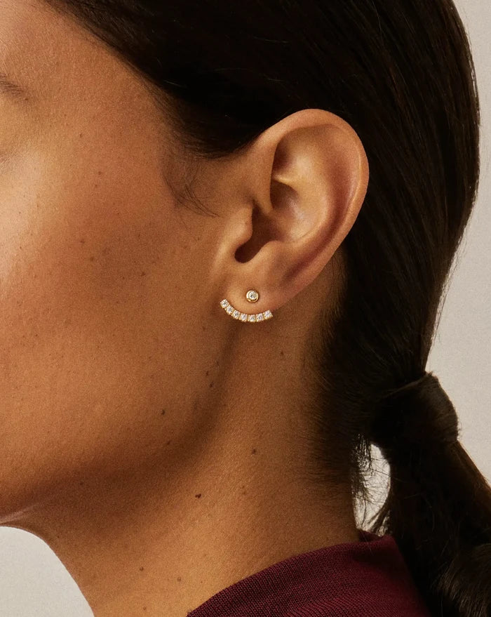 Tennis Ear Jacket Stud Earrings | 18k Gold Vermeil/Cubic Zirconia Earrings Missoma