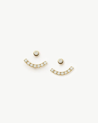 Tennis Ear Jacket Stud Earrings | 18k Gold Vermeil/Cubic Zirconia Earrings Missoma