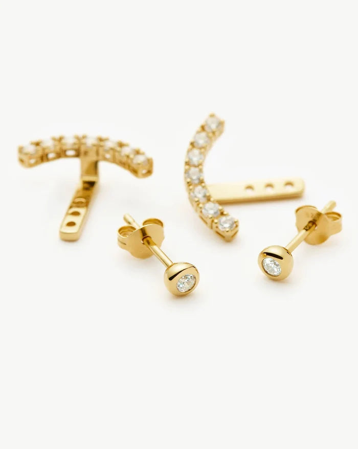 Tennis Ear Jacket Stud Earrings | 18k Gold Vermeil/Cubic Zirconia Earrings Missoma