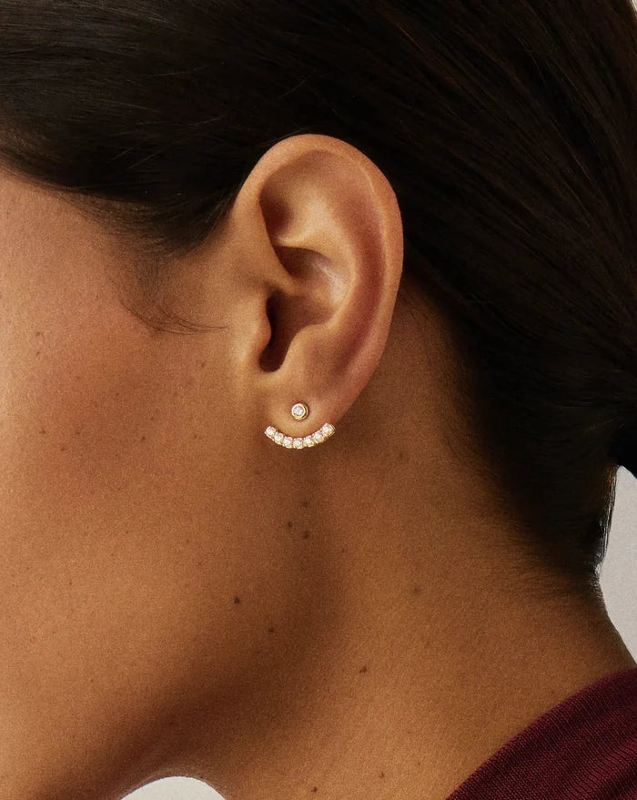 Tennis Ear Jacket Stud Earrings | 18k Gold Vermeil/Cubic Zirconia Earrings Missoma